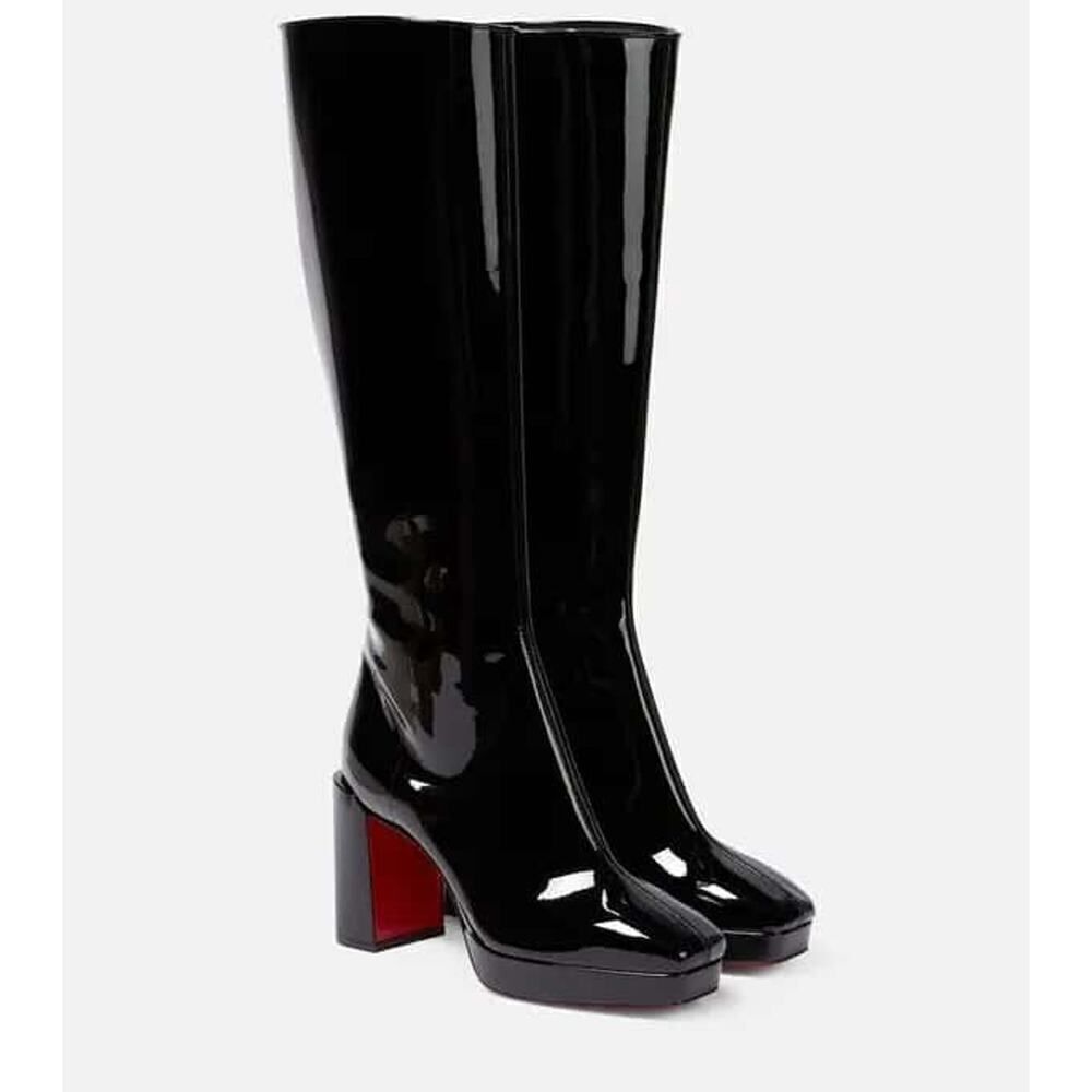 christian louboutin alleo botta 90 patent tall boots black EU38.5/US8.5